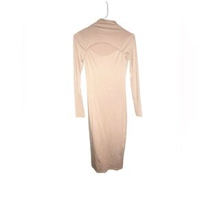$15 Tan/Cream Long Sleeved, Short Neck, Open Chest… Long Dress size XS